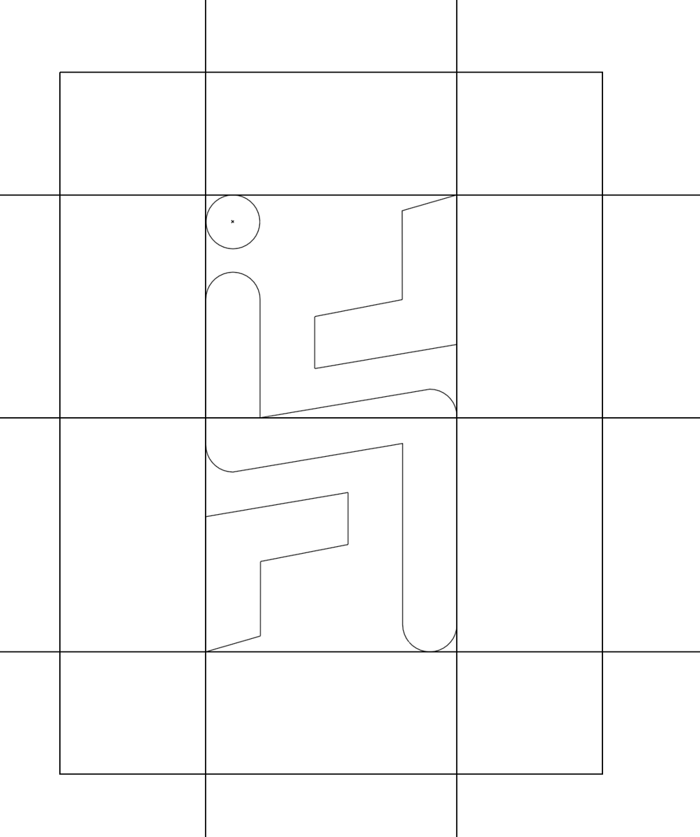 Construction drawing of the Holisy logomark on a grid